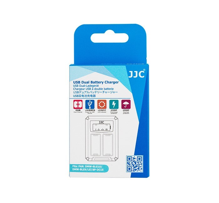  JJC USB-driven dubbel batteriladdare fr Panasonic DMW-BLG10/BLE9 Leica BP-DC15