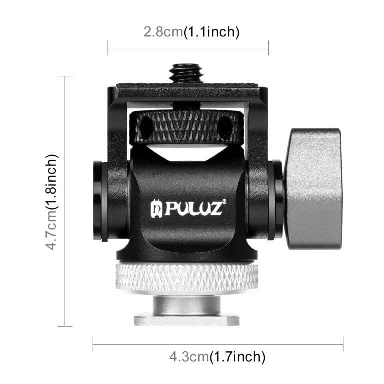  Puluz Blixtskoadapter Roterbar i 180 grader omvandlar till 1/4-tums hane