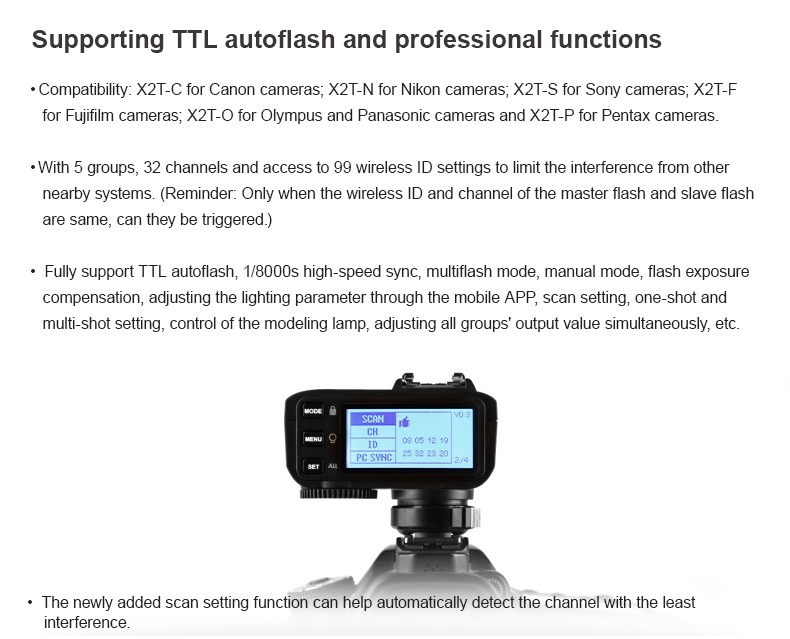  Godox Blixtsndare 2.4GHz TTL X2T