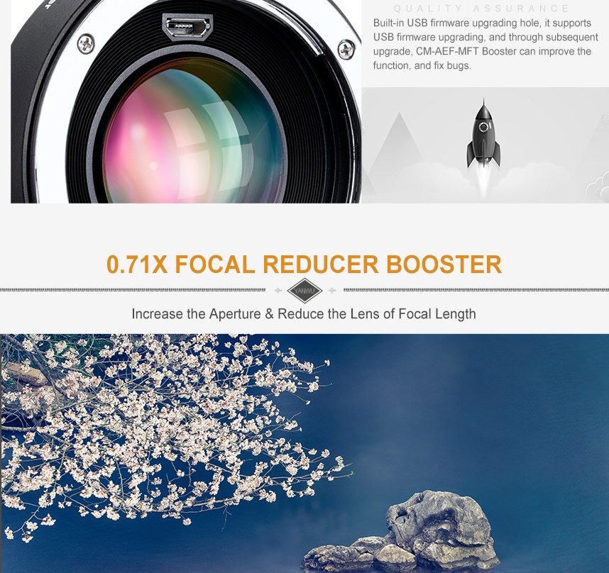 Commlite Objektivadapter 0.71x till Canon EF/EF-S Objektiv för M4/3 Kamera