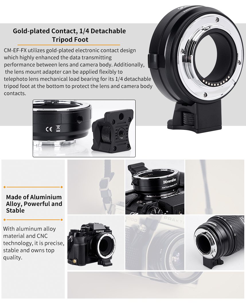  Commlite Objektivadapter elektronisk till Canon EF fr Fujifilm X Kamerahus