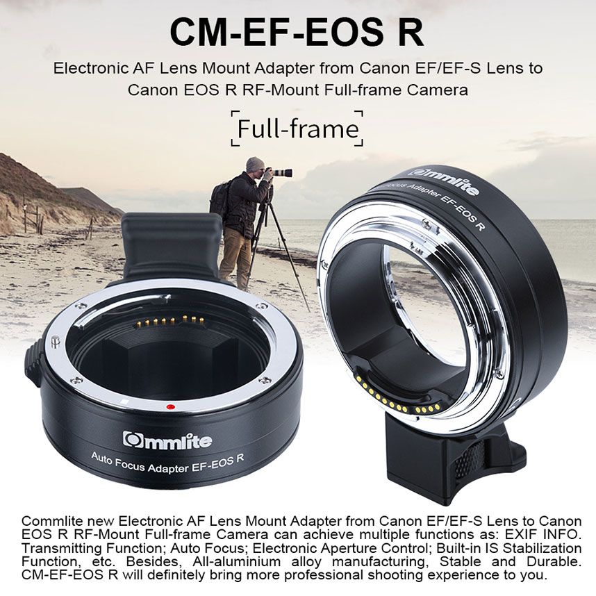 Commlite Objektivadapter elektronisk till Canon EF/EF-S för Canon R Kamerahus