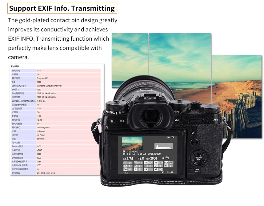  Commlite Objektivadapter elektronisk till Canon EF fr Fujifilm X Kamerahus