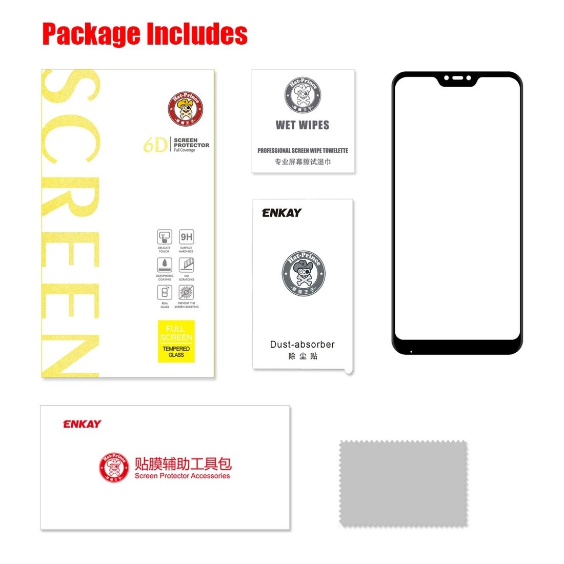 Enkay 6D Displayskydd 9H för Xiaomi Redmi 6 Pro Svart Ram