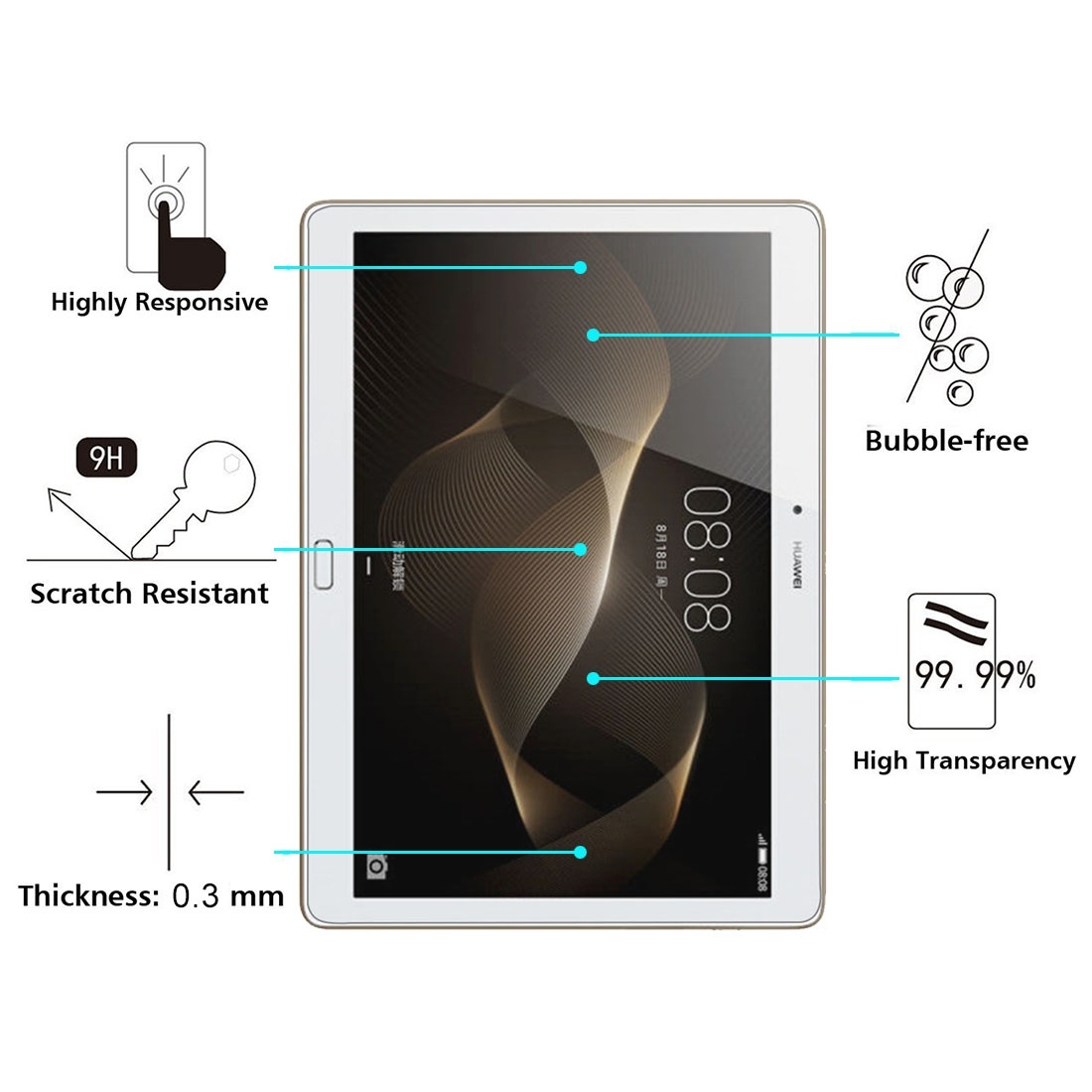 Displayskydd för Huawei Tab M2 10.0- Av härdat glas 9H