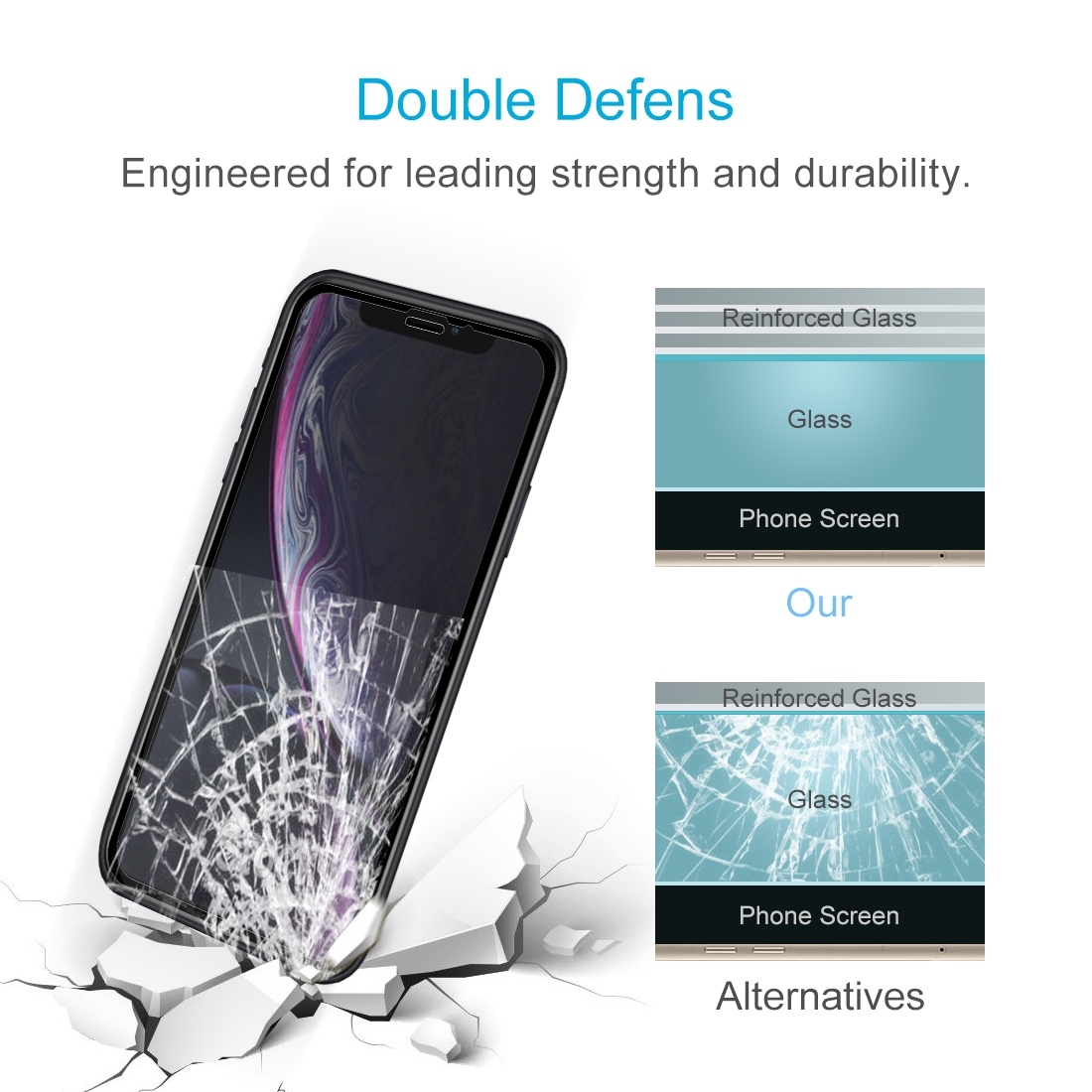 Displayskydd 9H för iPhone XR- Svart ram