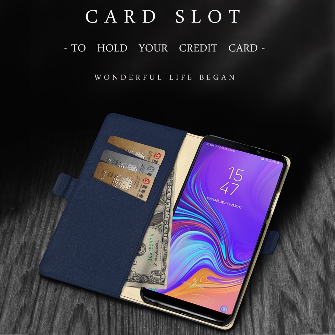 DZGOGO för Galaxy A9 - Flipfodral med kortplats PU-läder