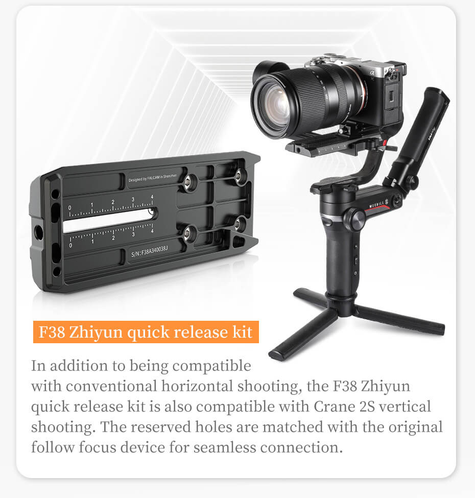 Falcam F38 Skena fäste & platta för Zhiyun Weebill-S/Crane 2S gimbal