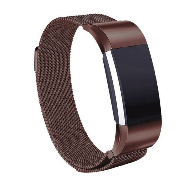  Armband fr Fitbit Charge 3/ Charge 4 kedja Magnetiskt ls - Brun