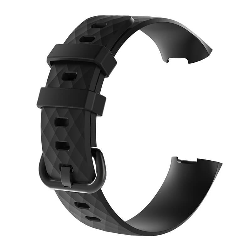 Armband fr Fitbit Charge 3/3SE/4 - Svart silikon 115-180mm