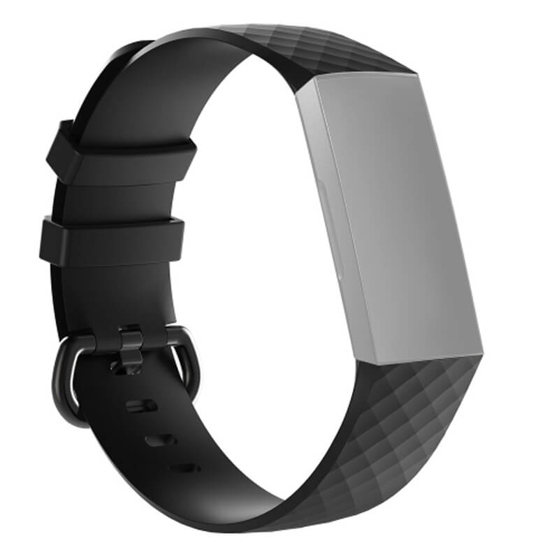  Armband fr Fitbit Charge 3/3SE/4 - Svart silikon 150-205mm