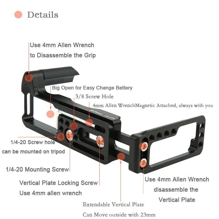  Fittest L-Bracket med handgrepp fr Fujifilm X-T4