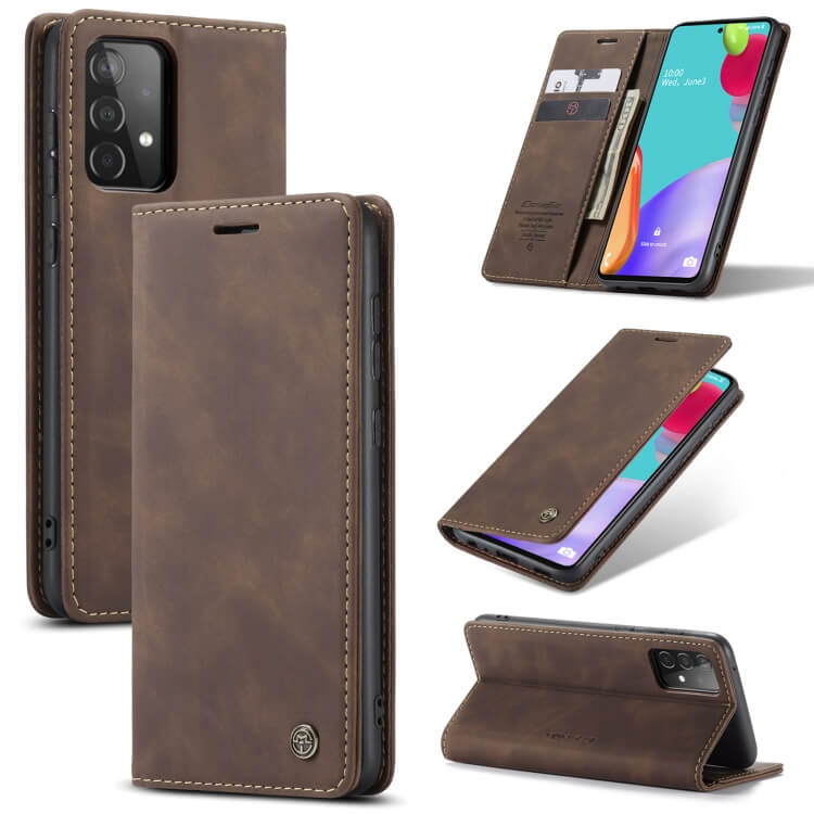  CaseMe Plnboksfodral Brun med kortplats fr Galaxy A52 4G/5G