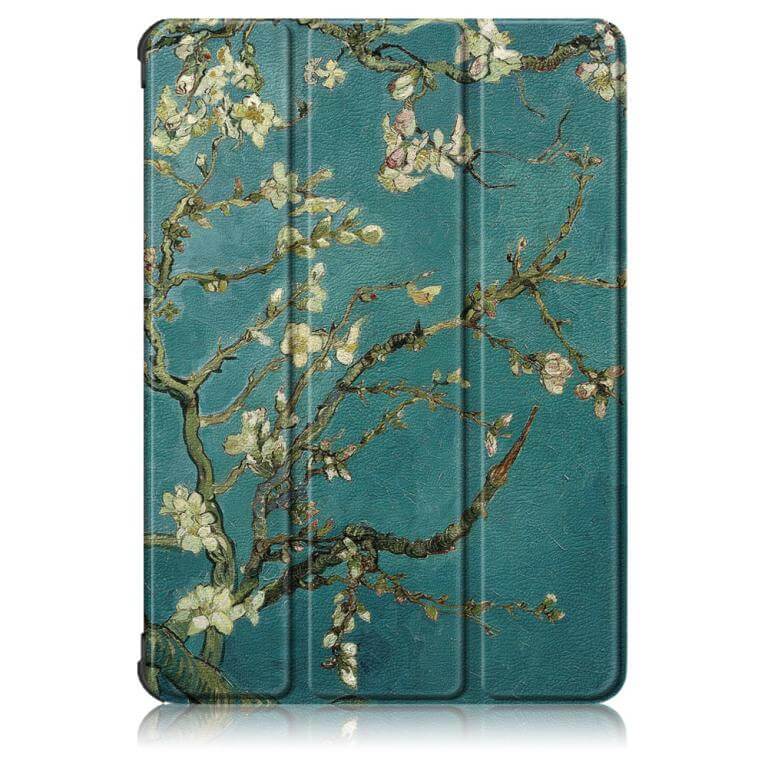 Fodral med Prunus-mönster till Galaxy Tab S7 FE med 3-delat ställ