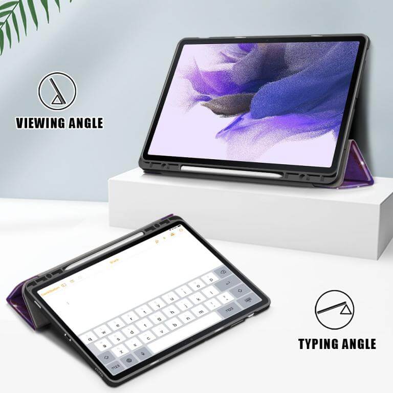 Fodral med Rymdmönster till Galaxy Tab S7 FE med 3-delat ställ