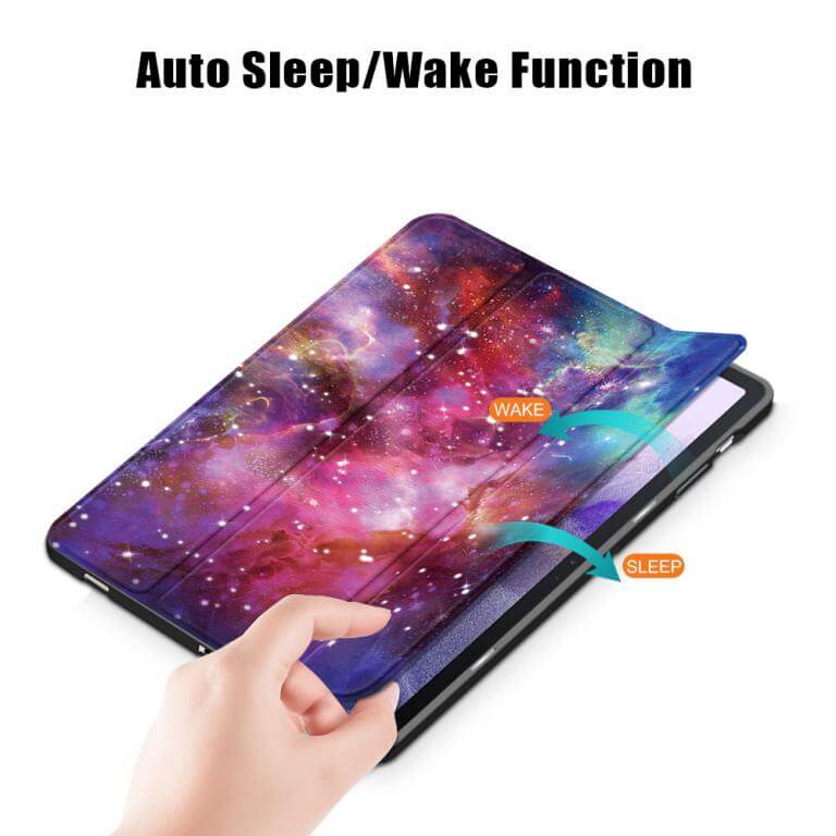 Fodral med Rymdmönster till Galaxy Tab S7 FE med 3-delat ställ