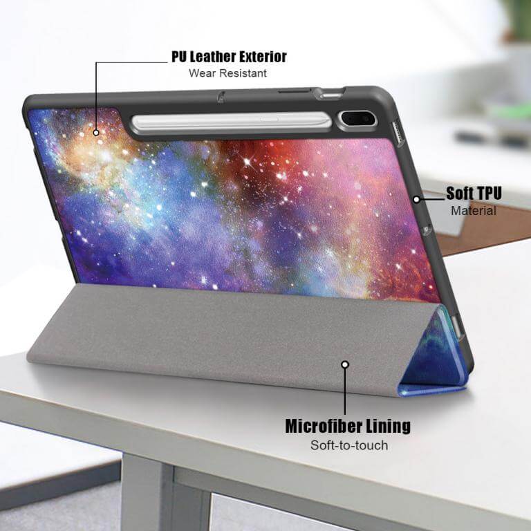 Fodral med Rymdmönster till Galaxy Tab S7 FE med 3-delat ställ