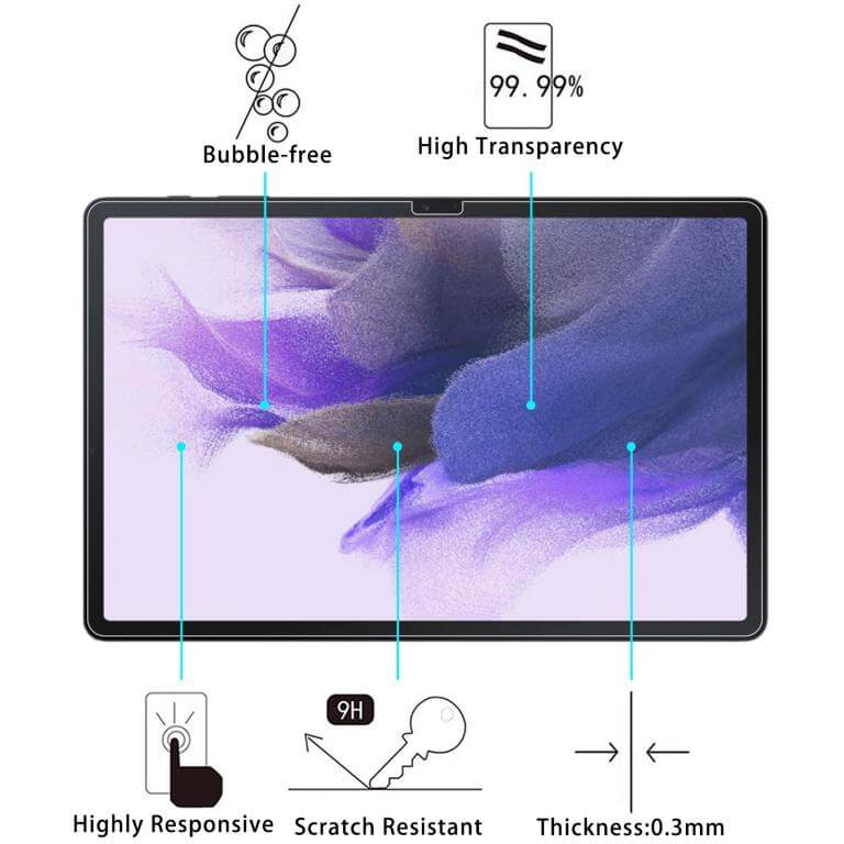  Skrmskydd fr Samsung Galaxy Tab S7 FE av hrdat glas 9H