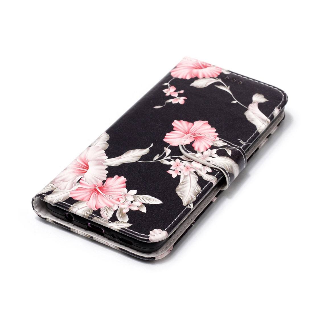 Plånboksfodral för Galaxy S9 Plus - Svart med rosa blommor