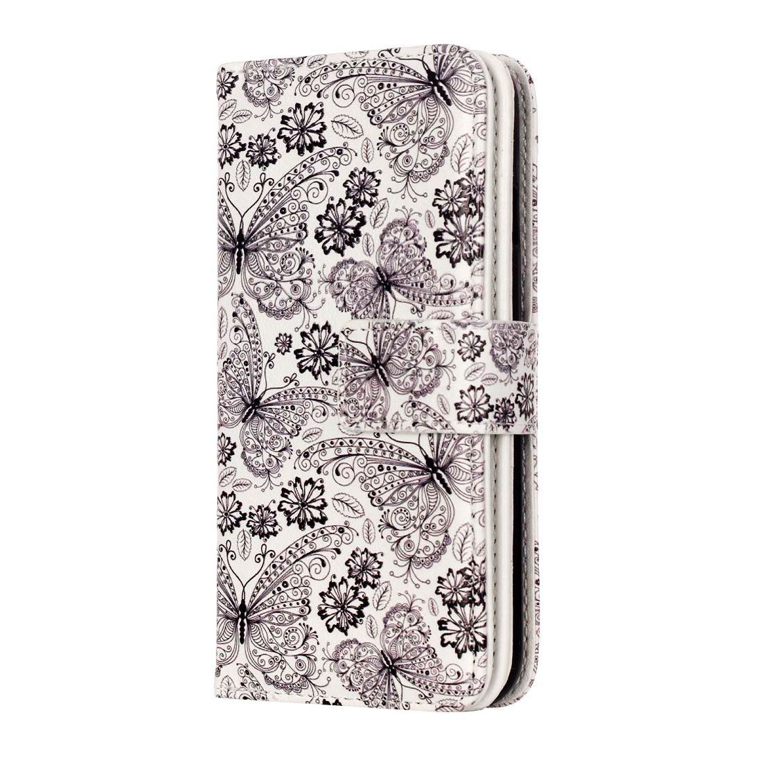 Plånboksfodral för iPhone 8/7 - Vit med fjärilar och blommor