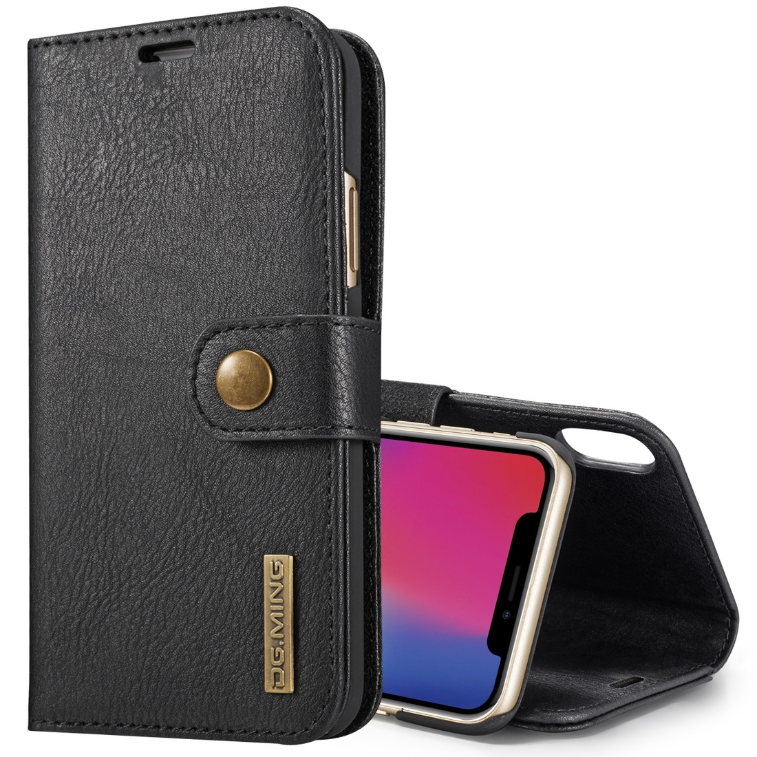 DG.MING för iphone X / XS - Plånboksfodral med magnetskal