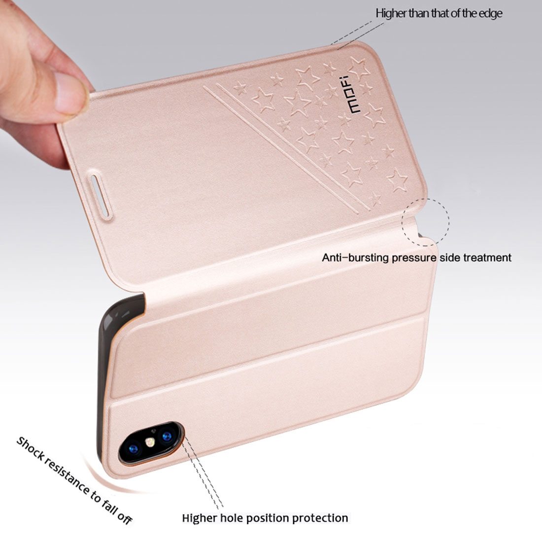MOFI Flipfodral för iPhone X - Femkantigt sjärnmönster