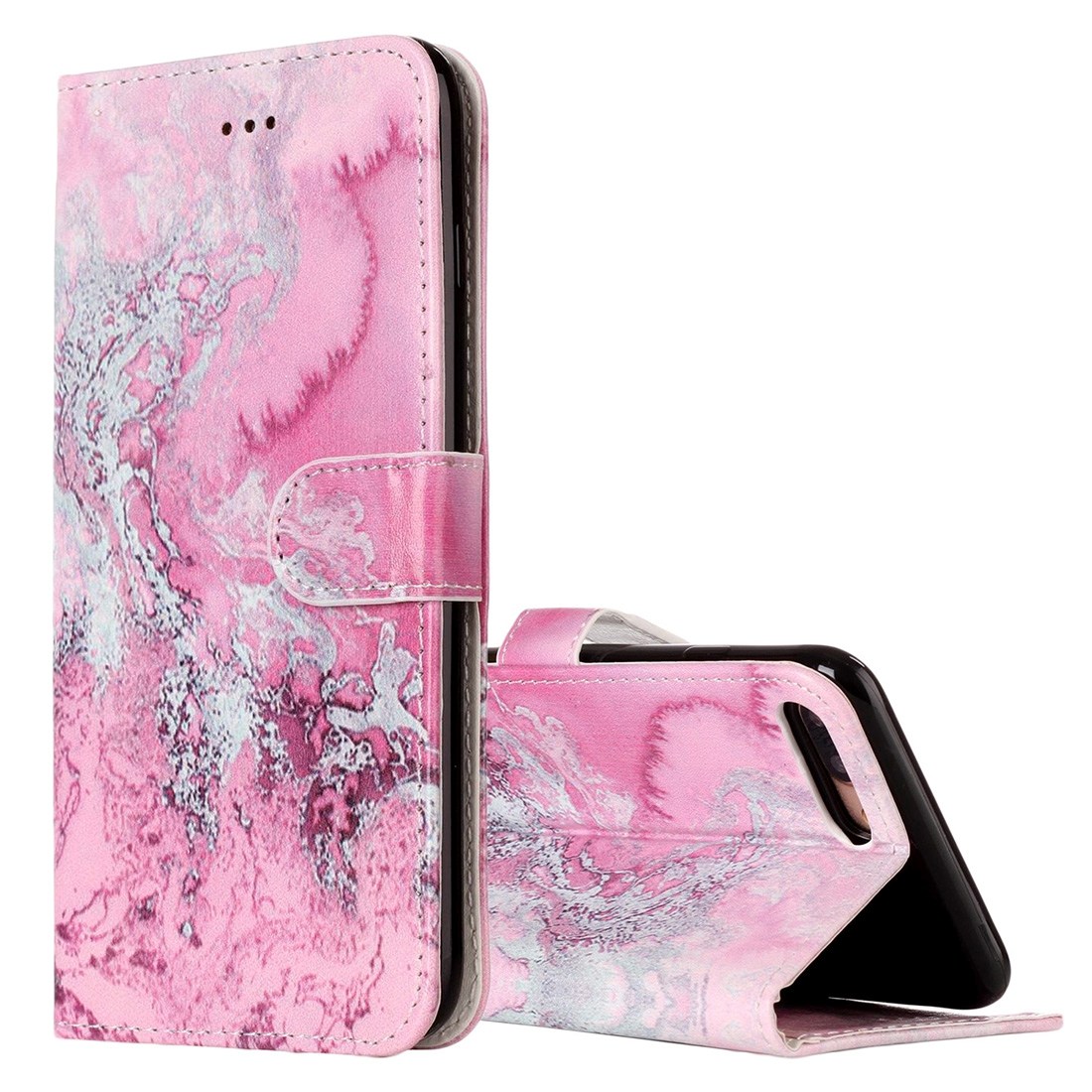 Plånboksfodral för iPhone 8P/7P - Rosa vågmönster