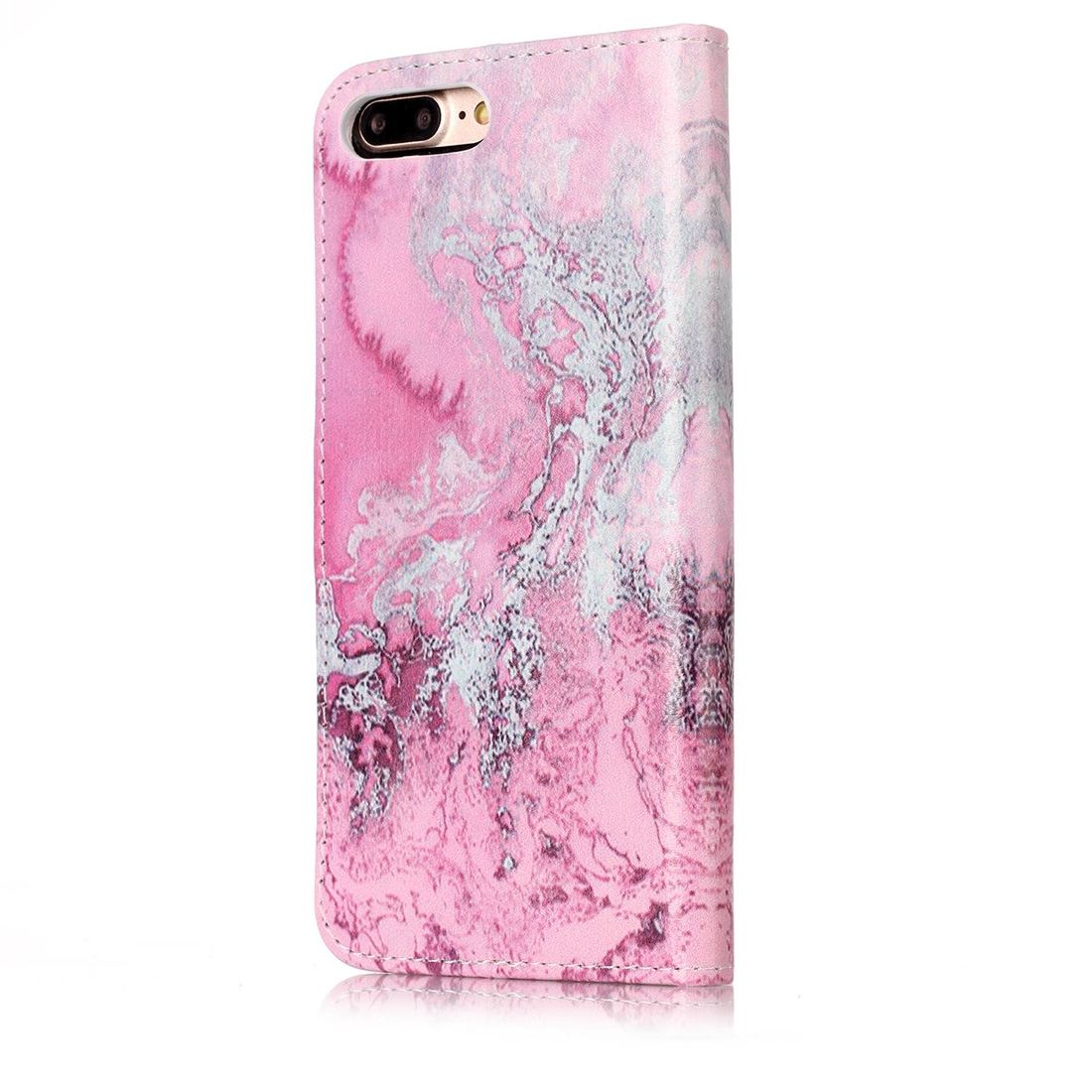 Plånboksfodral för iPhone 8P/7P - Rosa vågmönster