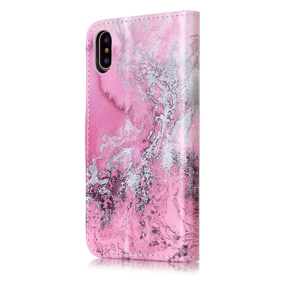 Plånboksfodral för iPhone X - Rosa vågmönster