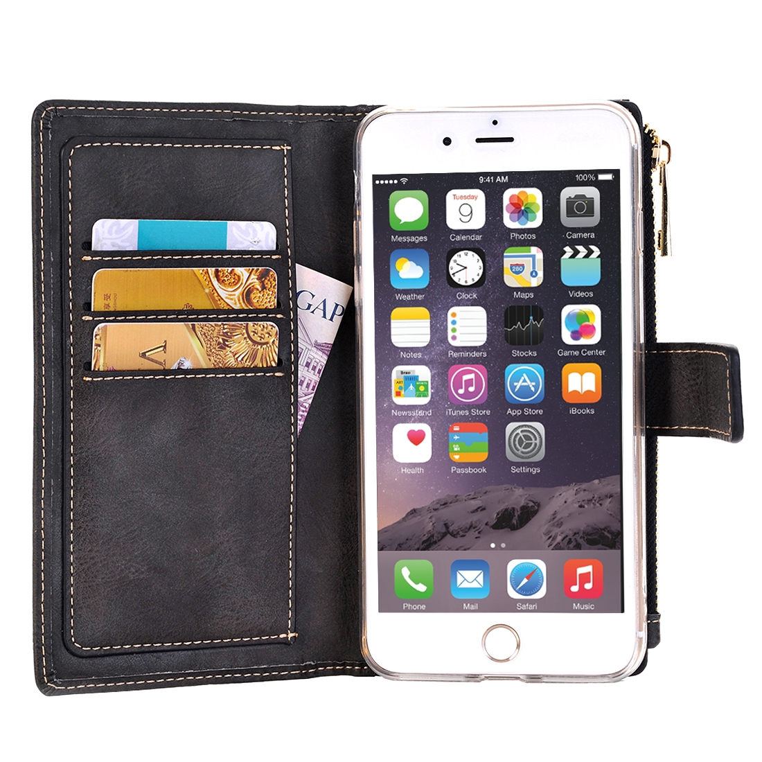 Plånboksfodral för iPhone 6/6s - Retrostyle magnetskal PU-läder