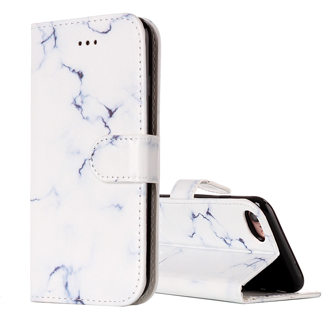 Plånboksfodral för iPhone 7 & 8 - Konstläder marmor vit