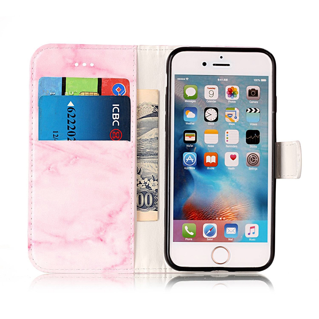 Plånboksfodral för iPhone 7/8 - Rosa marmor