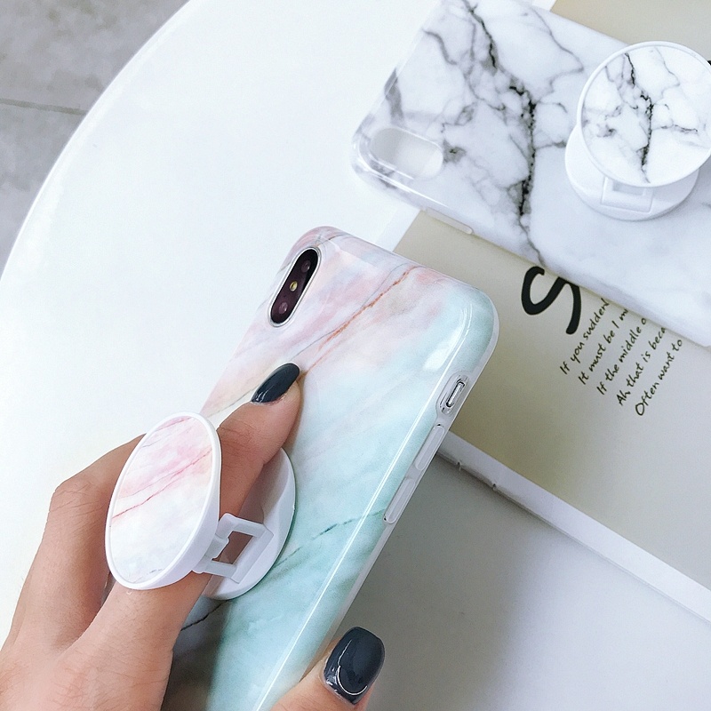  Mjukskal med grepp för iPhone XR - Marmormönster Svart från Kamda – snabb leverans och trygg e-handel
