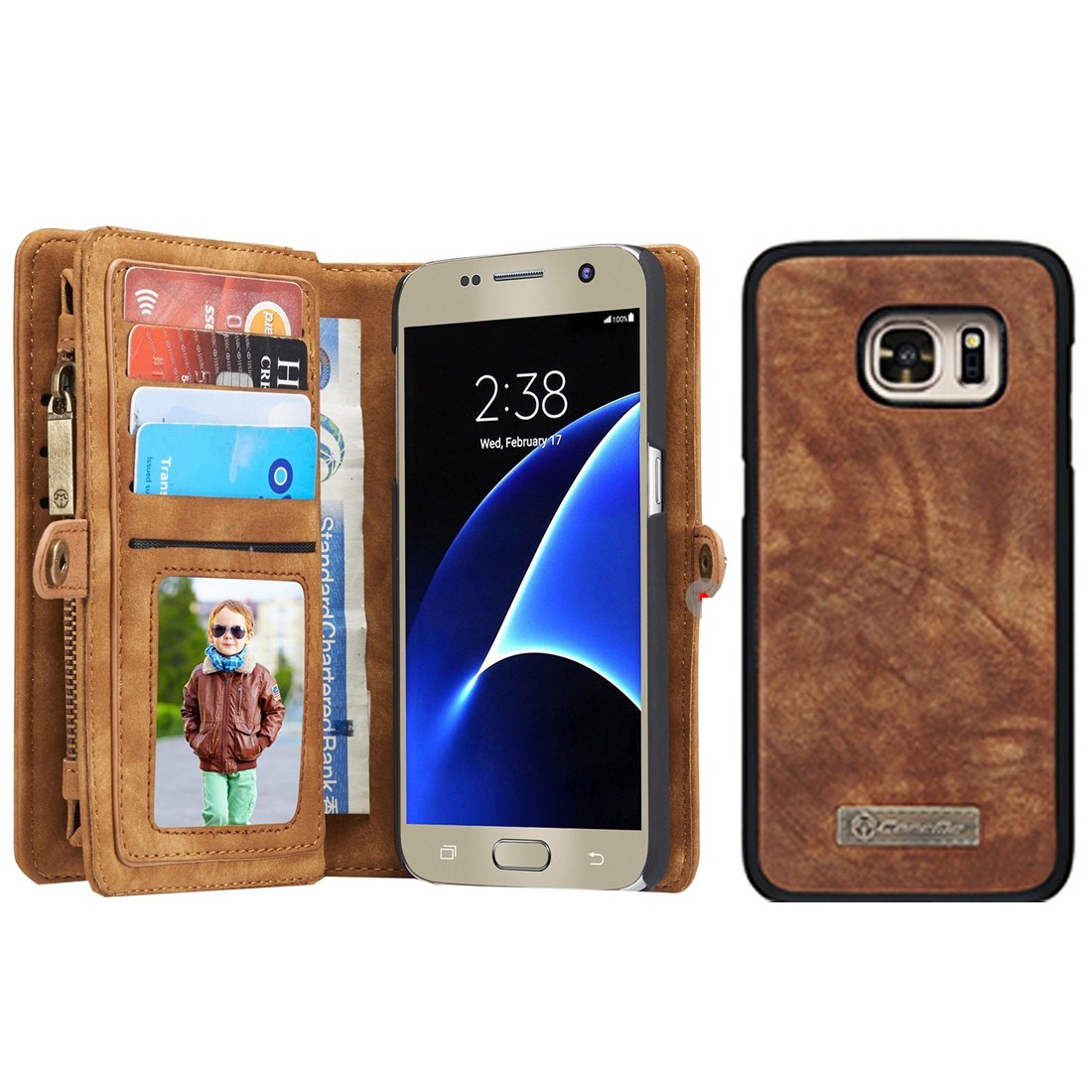 CaseMe Plånboksfodral läder med magnetskal för Galaxy S7