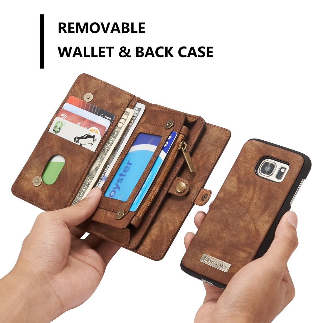 CaseMe Plånboksfodral läder med magnetskal för Galaxy S7