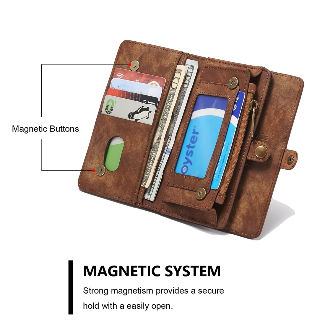CaseMe Plånboksfodral läder med magnetskal för Galaxy S7