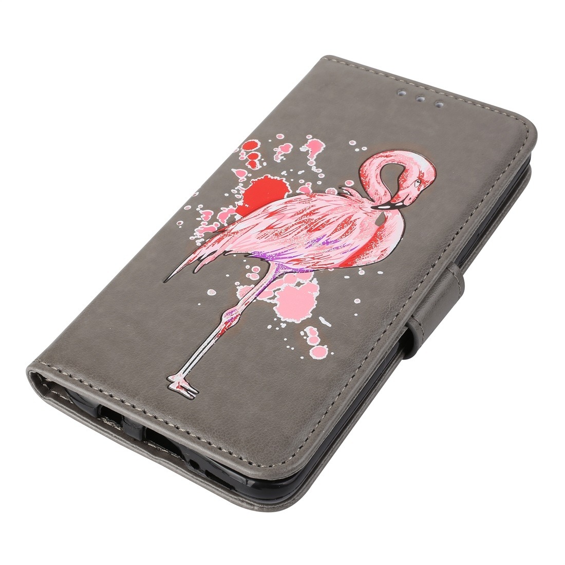 Plånboksfodral för Galaxy S9 - Grå med rosa flamingo