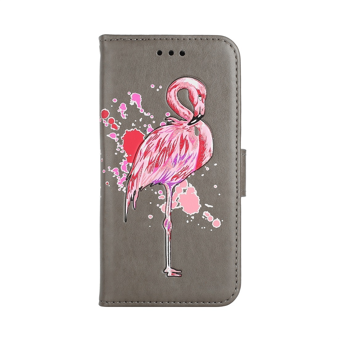Plånboksfodral för Galaxy J2 Pro (2018) - Grå med rosa flamingo