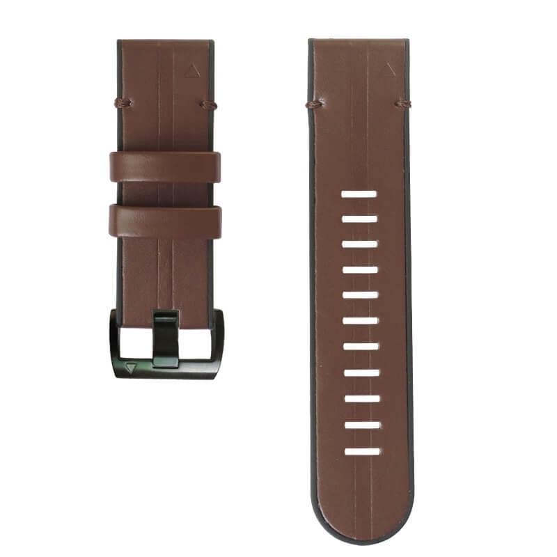 Läder & Silikonarmband Brun för Garmin Fenix 5X/6X/7X