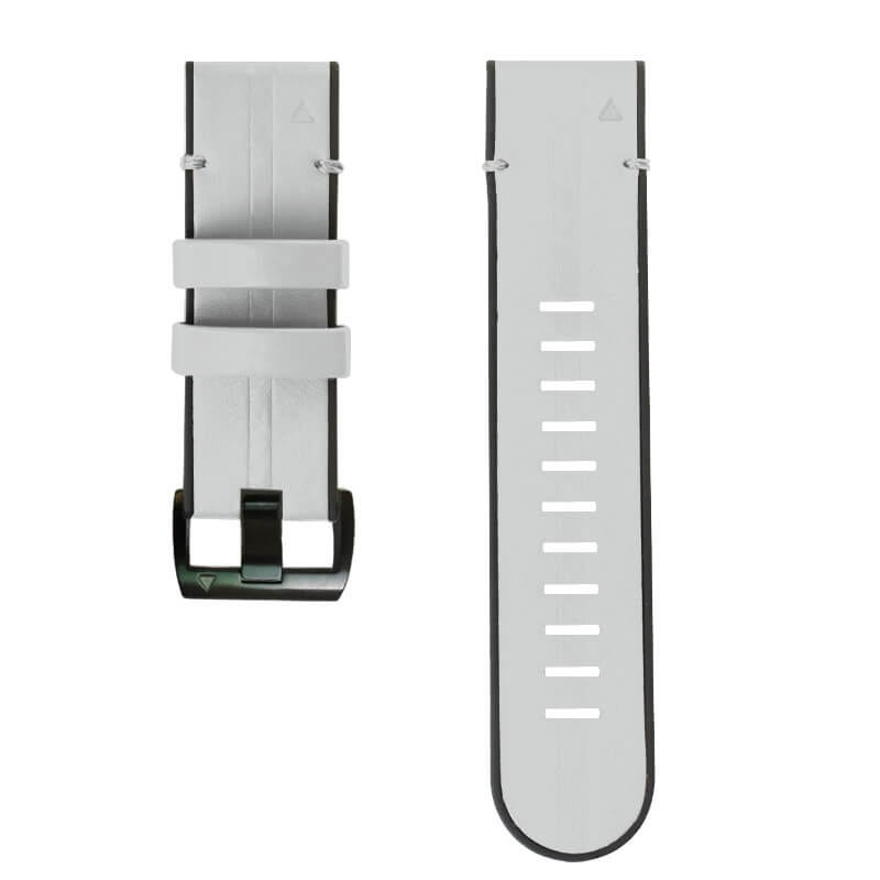 Läder & Silikonarmband Grå & Svart för Garmin Fenix 5X/6X/7X