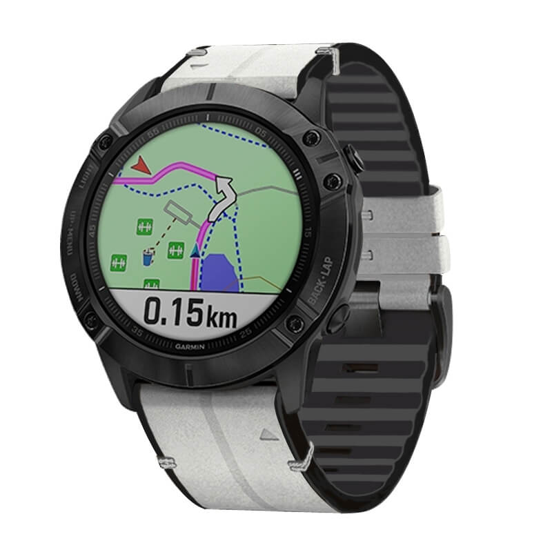 Läder & Silikonarmband Grå & Svart för Garmin Fenix 5X/6X/7X