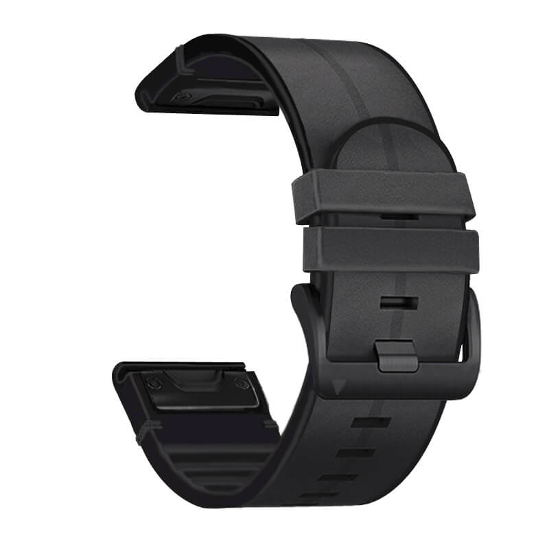  Lder & Silikonarmband Svart fr Garmin Fenix 5X/6X/7X