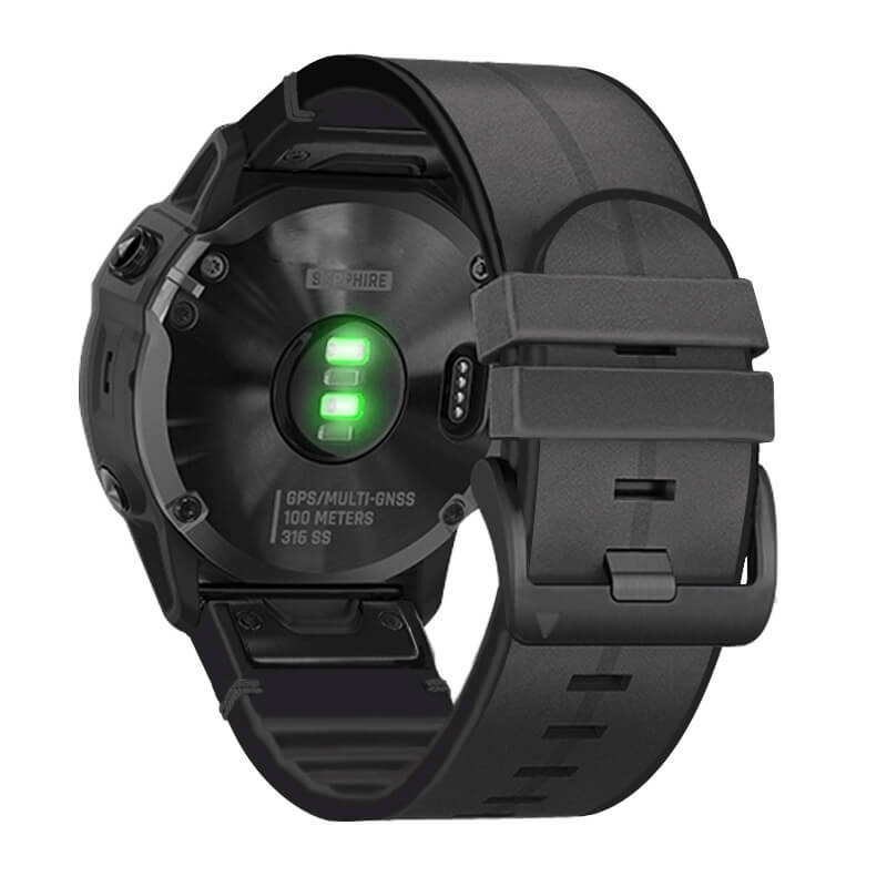 Läder & Silikonarmband Svart för Garmin Fenix 5X/6X/7X