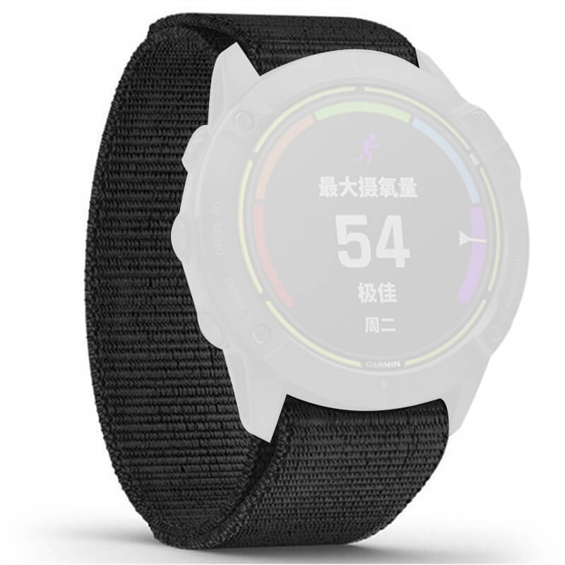 Nylonarmband 26mm Svart för Watch Fenix 130-210mm
