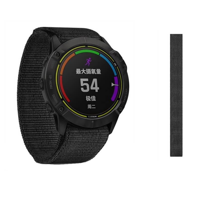 Nylonarmband 26mm Svart för Watch Fenix 130-210mm