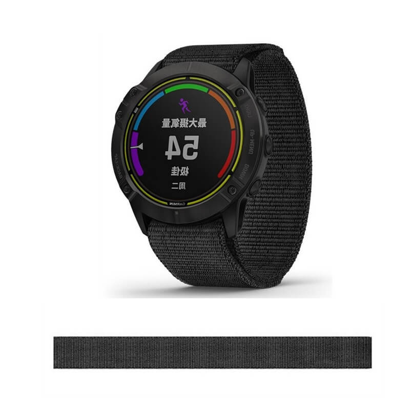 Nylonarmband 26mm Svart för Watch Fenix 130-210mm
