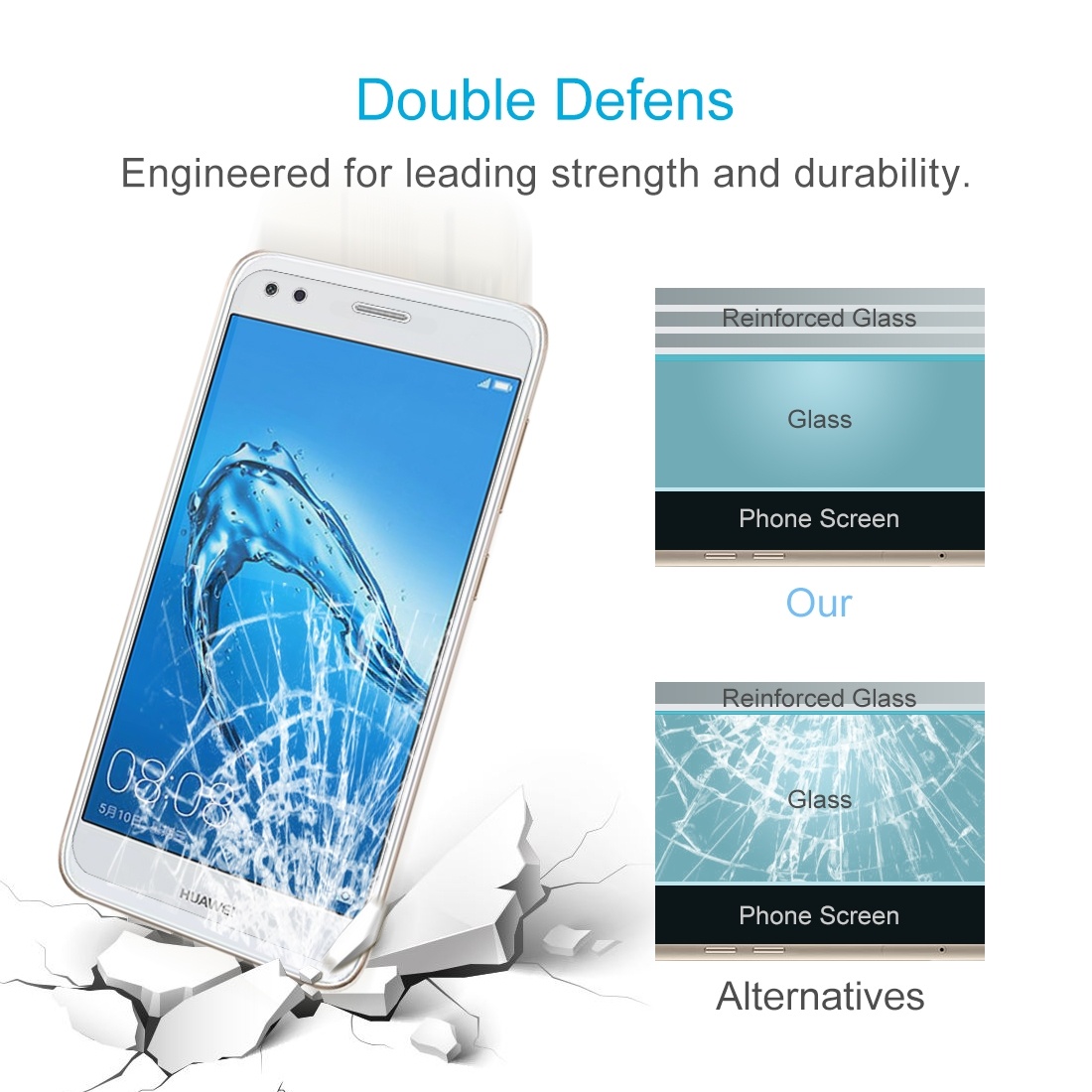 Haweel Displayskydd för Huawei Y6 Pro (2017) - Av härdat glas 9H