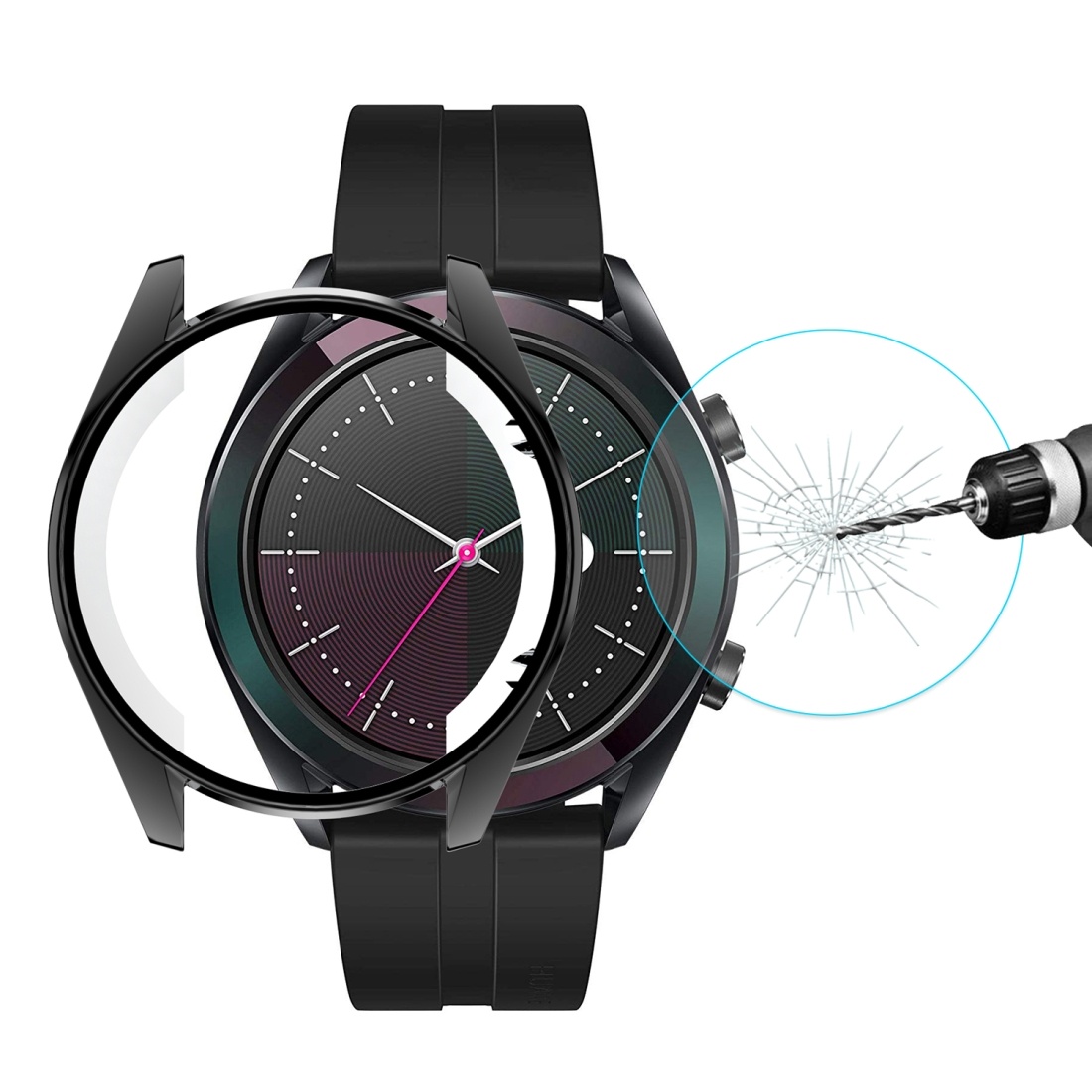 Enkay Displayskydd med Ram för Huawei Watch GT Elegant 42mm - Av härdat glas