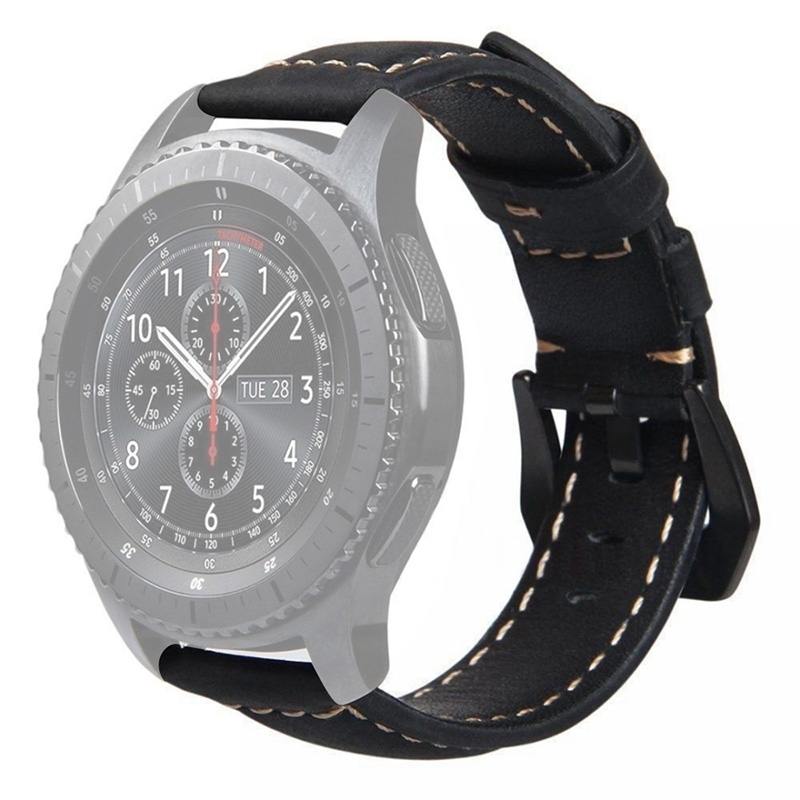 Läderarmband 22mm för Huawei Watch GT / Watch 2 Pro - Svart