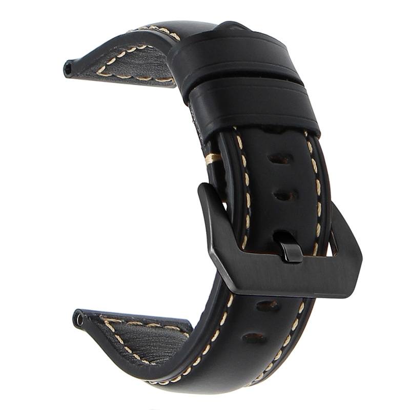 Läderarmband 22mm för Huawei Watch GT / Watch 2 Pro - Svart